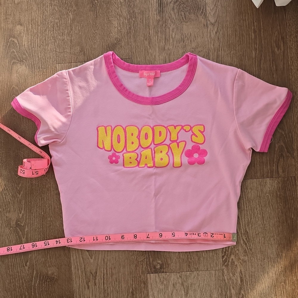 Sugar Thrillz Nobody's Baby Be Specific Cropped Printed Ringer Tee Dolls Kill - Picture 10 of 10